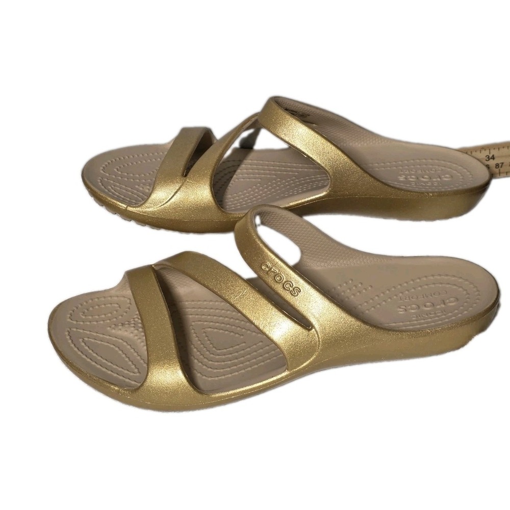 Crocs Womens Size 9 Kadee II Strappy Metallic Gold Sandals
